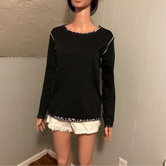 Maaji All Aboard Reversible Athleisure Sweater Black & Geometric Print Small - Picture 4 of 15